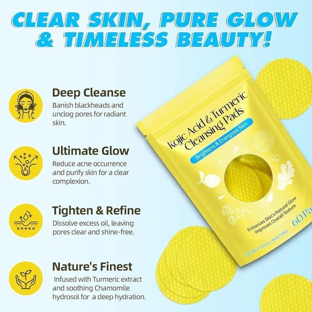 Turmeric & Kojic Acid Cleansing Pads(60 pass)✨