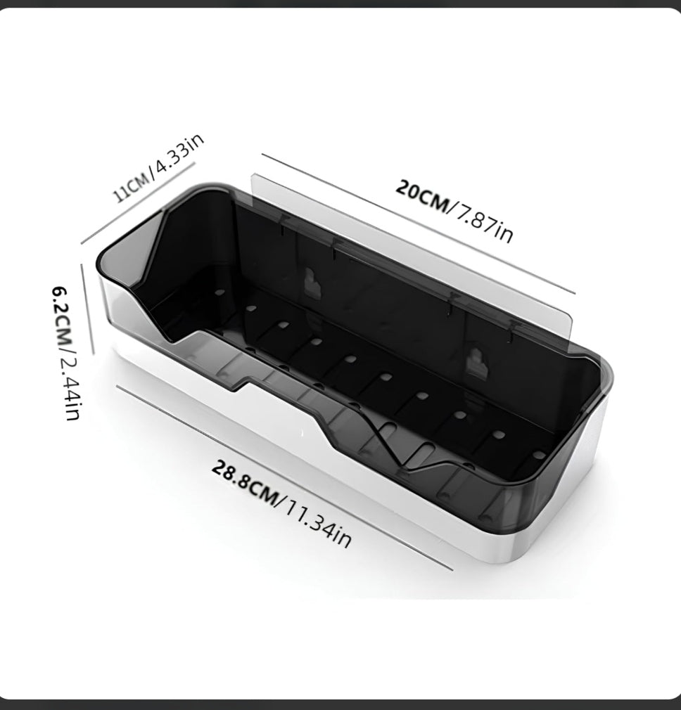 Mounted Bathroom Shelf Organizer with Drain Tray & Adhesive Stickers