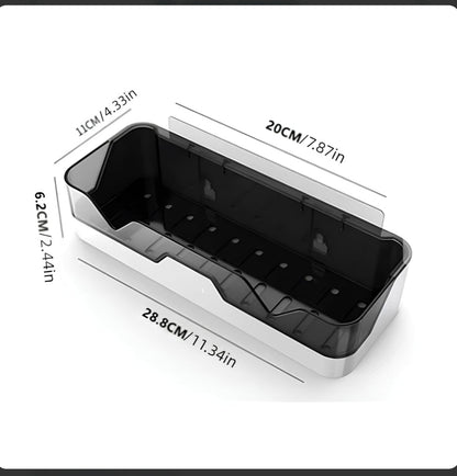Mounted Bathroom Shelf Organizer with Drain Tray & Adhesive Stickers