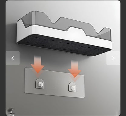 Mounted Bathroom Shelf Organizer with Drain Tray & Adhesive Stickers